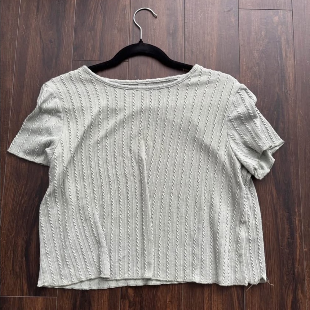 SHEIN Green Ribbed Crop T-Shirt